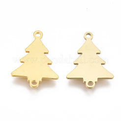 201 ステンレススチールリンクコネクター  レーザーカットリンク  ツリー  ゴールドカラー  17.5x13x1mm  穴：1.4mm&nbsp;STAS-T044-21G