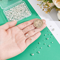 DIYファインディングキット  真鍮ビーズと真鍮クリンプビーズカバーを含む  銀  1.5x1.5mm  穴：1mm&nbsp;DIY-BBC0002-96