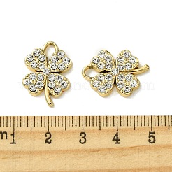 UVメッキ合金ラインストーンペンダント  ゴールドカラー  クローバー  20x14x3mm  穴：3x2.5mm&nbsp;FIND-B039-02G-02
