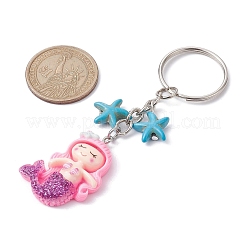 Mermaid Opaque Resin Pendant Keychain&nbsp;KEYC-JKC00624-03