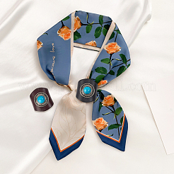 2Pcs 2 Colors Leather & Alloy & Synthetic Turquoise Scarf Clips&nbsp;AJEW-CL0005-24A