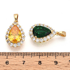 Brass Micro Pave Cubic Zirconia Pendants&nbsp;KK-N272-01G-M