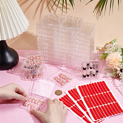 40Pcs Square Plastic Storage Boxes with 4 Sheets Double Sided Adhesive Glue Sticky Tape&nbsp;CON-UN0001-06