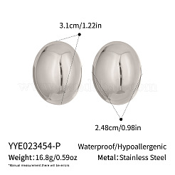 ミニマリストなオーバル304ステンレススチールスタッドピアス  鏡面研磨仕上げ  ステンレス鋼色  31x24.8mm&nbsp;UN0221-2