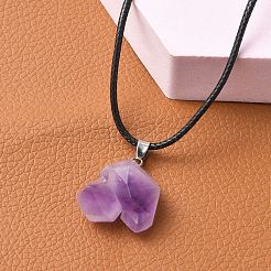 Natural Amethyst Pendant Necklaces&nbsp;NJEW-E146-01