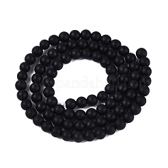 Natural Black Stone Bead Strands&nbsp;G-R193-01-6mm