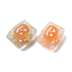 ハロウィーンのフロスト透明樹脂ビーズ  キャンディ  12.5x15.5x8mm  穴：0.8mm&nbsp;RESI-A048-01A