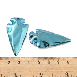 電気メッキ合成非磁性ヘマタイトペンダント  矢じりチャーム  ブルーメッキ  45x24x8mm  穴：1.2mm&nbsp;G-C136-03E