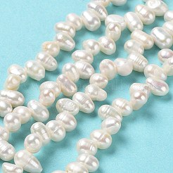 天然養殖淡水パールビーズ連売り  グレード4 A  ライス  パパイヤホイップ  7~9x4~5mm  穴：0.5mm  約77個/連  13.90インチ（35.3cm）&nbsp;PEAR-J007-67