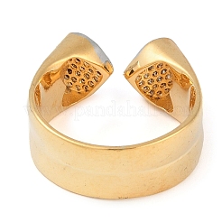 Heart Brass Micro Pave Clear Cubic Zirconia Open Cuff Ring for Women&nbsp;X-RJEW-Q819-20G