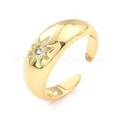 Clear Cubic Zirconia Sun Open Cuff Ring for Women&nbsp;RJEW-C018-14G