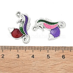 合金エナメルチャーム  タツノオトシゴと貝殻の形をしたチャーム  プラチナ  23x15.5x3mm  穴：1.5mm&nbsp;FIND-C087-07P