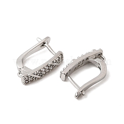 Rectangle Brass Micro Pave Clear Cubic Zirconia Hoop Earring Findings&nbsp;KK-Z154-05P