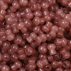 透明な色のガラスシードビーズ  キノコ  ロージーブラウン  5.5x4.5mm  穴：1mm  4150個/ポンド&nbsp;SEED-R001-01J