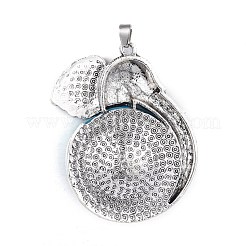 Antique Silver Tone Alloy Resin Animal Big Pendants&nbsp;PALLOY-J346-06AS