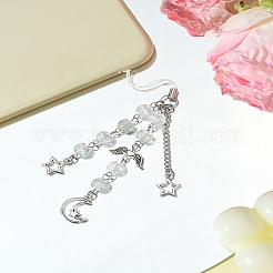 ガラス＆合金製携帯ストラップ  アンティークシルバー  14.5cm&nbsp;HJEW-FS00007