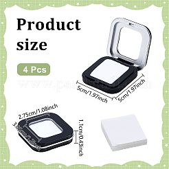 見える窓付きの蓋付きABSプラスチック製ルースダイヤモンド収納ボックス  正方形  ホワイト  5x5x1.1cm&nbsp;AJEW-WH0609-746B-02
