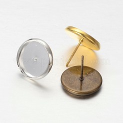 Brass Ear Studs Cabochon Settings&nbsp;IFIN-X0035