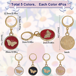 20Pcs 5 Colors Butterfly Alloy Enamel Locking Pendant Stitch Markers&nbsp;HJEW-SC00036