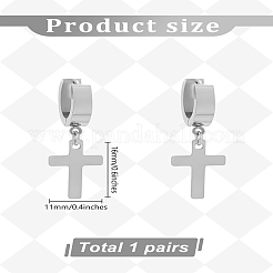 2Pcs 304 Stainless Steel Cross Hoop Earrings for Women&nbsp;EJEW-LP0001-12P