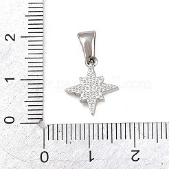 303ステンレススチールラインストーンペンダント  ステンレス鋼色  スターのチャーム  14x12x3mm  穴：6.3x3mm&nbsp;STAS-K325-23C-P