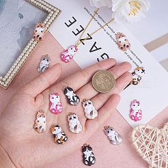 18 個 6 スタイル合金エナメルペンダント漫画小さな猫合金印刷ペンダント diy ネックレスブレスレットペンダントイヤリングアクセサリー  ミックスカラー  25.3x14.2mm  穴：2mm&nbsp;JX585A