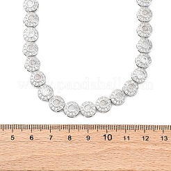 Brass Pave Clear Cubic Zirconia Flat Round Link Chain Necklaces for Women&nbsp;NJEW-A044-01P