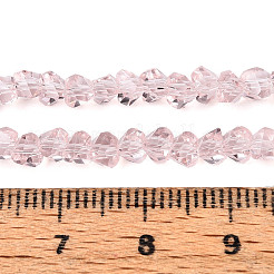 透明ガラスビーズ連売り  三角形  多面カット  ピンク  3~3.5x4~4.5x4~4.5mm  穴：0.8mm  約121~131個/連  14.37~15.35インチ（36.5~39cm）&nbsp;LS-GLAA-N018-4mm-08