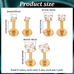 30Pcs 15 Style Cubic Zirconia Lip Rings&nbsp;EJEW-AN0003-65