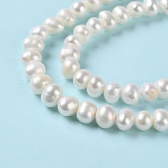 天然養殖淡水パールビーズ連売り  ポテト  グレード4 A  パパイヤホイップ  5~8x6~7mm  穴：0.5mm  約61個/連  14.17インチ（36cm）&nbsp;PEAR-E018-57