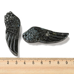 天然石ラブラドライトペンダント  彫刻された翼のチャーム  56~59x19~22x7~10.5mm  穴：1.3mm&nbsp;G-M417-05B