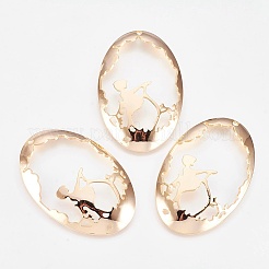 真鍮チャーム  ニッケルフリー  女の子とオーバル  18KGP本金メッキ  45x30x1mm  穴：1.8mm&nbsp;KK-K230-04G-NF