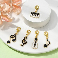 音楽テーマ合金エナメルペンダント装飾  亜鉛合金カニカン付き  ブラック  25~39mm&nbsp;HJEW-JM01764