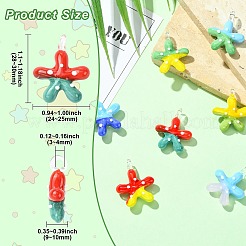 7 個 7 色手作りランプワーク ペンダント  ヒトデのチャーム  ミックスカラー  28~30x24~25x9~10mm  穴：3~4mm  1pc /カラー&nbsp;LAMP-CJ0002-75