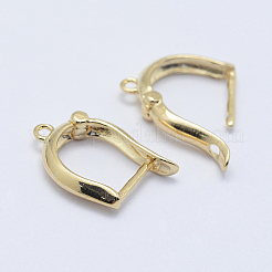 Brass Hoop Earring Findings with Latch Back Closure&nbsp;KK-F728-09G-NF