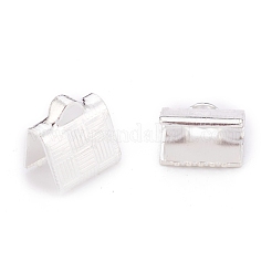 304ステンレススチールリボンカシメエンドパーツ  銀  7x7x5mm  穴：0.4mm&nbsp;STAS-P249-30S