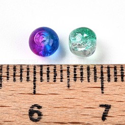 ベーキングペイント、透明なクラックルガラスビーズ  ラウンド  ミックスカラー  4~5mm  穴：0.8~1.4mm  約10415個/1000g&nbsp;DGLA-Q018-4mm-M01