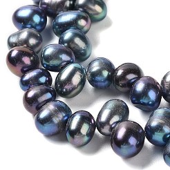 天然養殖淡水パールビーズ連売り  ライス  染め  プルシアンブルー  7~8x6~7mm  穴：0.7mm  約65~68個/連  13.98~14.37インチ（35.5~36.5cm）&nbsp;PEAR-J007-31