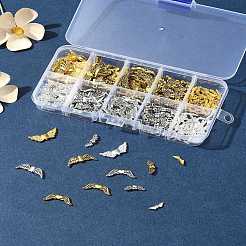 242個2色チベット風合金ビーズ  ウイング  ゴールデン＆シルバー  4~22x3~21.5x3~4mm  穴：1~1.5mm  242個/セット&nbsp;TIBEB-FS0001-08