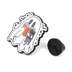 ハロウィン合金エナメルラペルピンバック  幽霊占いと猫を抱っこ  ブラック  ホワイト  25x22mm&nbsp;JEWB-P057-03EB