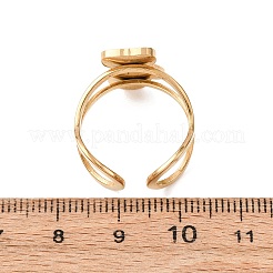 女性用エナメルカフリング付き304ステンレススチール  ゴールドカラー  手袋  16x10mm  調整可能&nbsp;LS-RJEW-Z116-01G-03