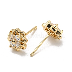 Brass with Clear Cubic Zirconia Stud Earrings&nbsp;EJEW-B035-01KCG