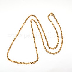 304ステンレススチールロープチェーンネックレス  カニカン付き  ゴールドカラー  29.92インチ（76cm）  3mm&nbsp;NJEW-L403-03G