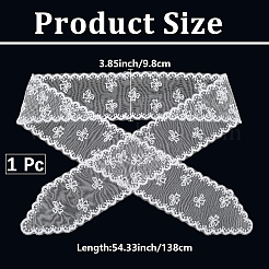 ポリエステル刺繍レース蝶結びロングスカーフベルト（女性用）  ホワイト  1380x98x1mm&nbsp;AJEW-WH20070-194B