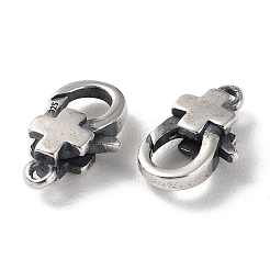 タイスターリングシルバーカニカン925個  クロス  スタンプ925個付き  アンティークシルバー  12.5x7.5x3.5mm  穴：1.2mm&nbsp;STER-D003-54AS