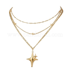 304 Stainless Steel Star Pendant 3 Layer Necklaces for Women&nbsp;NJEW-JN05476