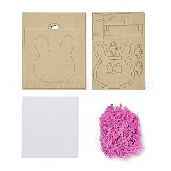DIY手作り木製アートキット  子供用  木枠入り  粘着テープとコケ  ウサギの模様  14.3x11.6x0.3cm&nbsp;DIY-P014-A07