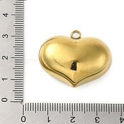 304ステンレスペンダント  ハートチャーム  18KGP本金メッキ  25.5x30x15mm  穴：2.5mm&nbsp;STAS-C094-02B-G