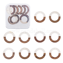 レジン＆ウッドパーツ  リング  ホワイトスモーク  28x3mm  穴：1.5mm  10個/箱&nbsp;RESI-OL0001-10A