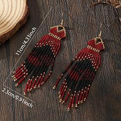 Handmade Bohemian Glass Seed Beads Long Dress Tassel Dangle Earrings&nbsp;MO3708-2